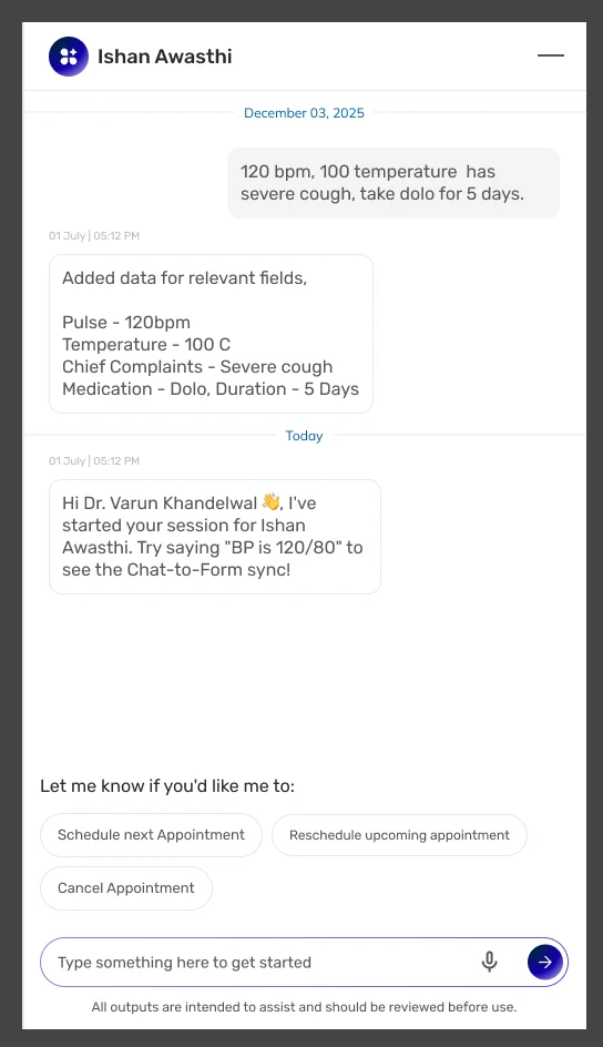 Suggested next actions offered beneath the conversation.