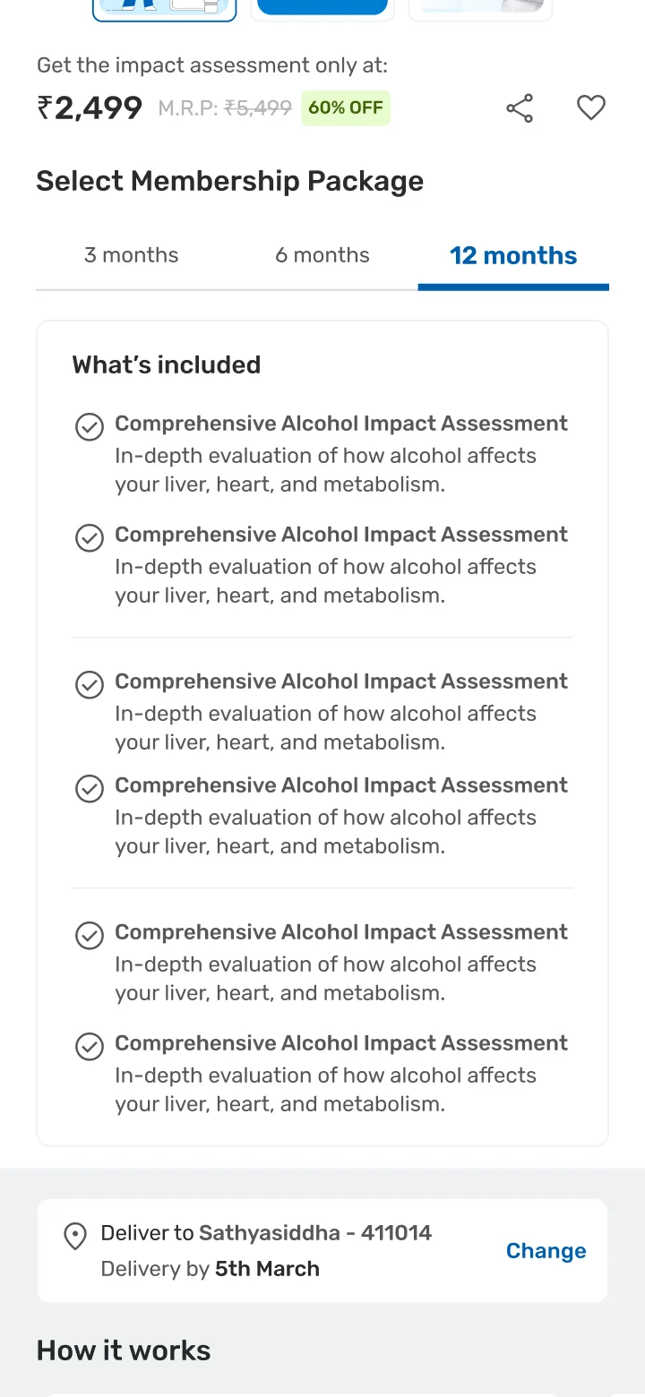 Program page: a Select Membership Package tab row above a What's included checklist.