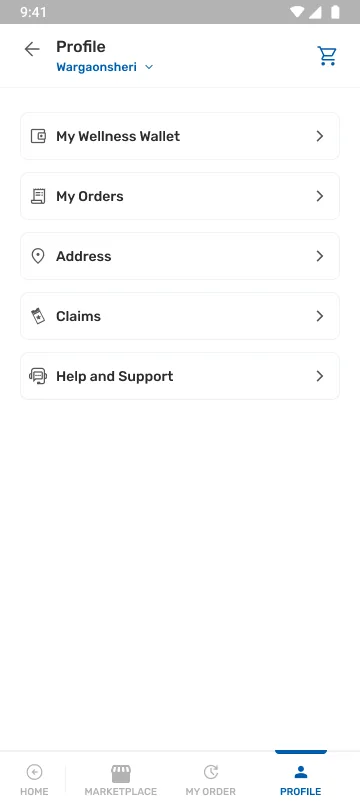 Profile: the My Wellness Wallet entry.