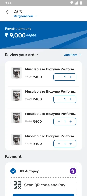 Cart: applied against the payable amount.